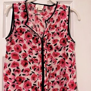 Kate Spade Rose print silk blouse